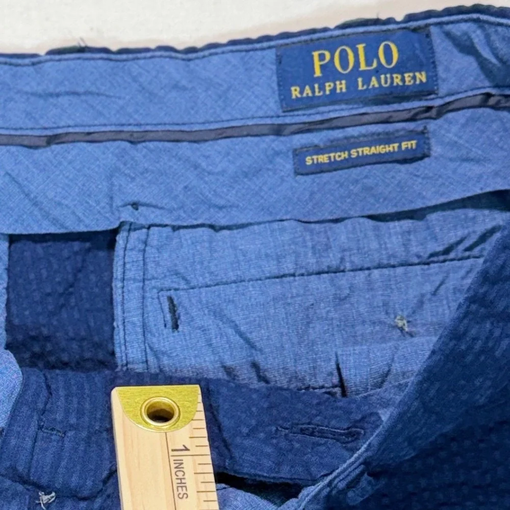 Polo Ralph Lauren Seersucker Shorts Men 36 Blue Stretch Straight Early 2010